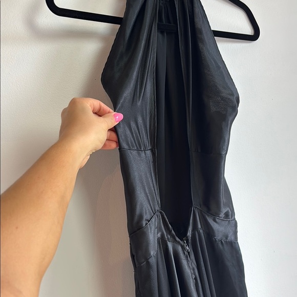 Anne Elegant Black Satin “feels” material open back Dress size small - Picture 8 of 9